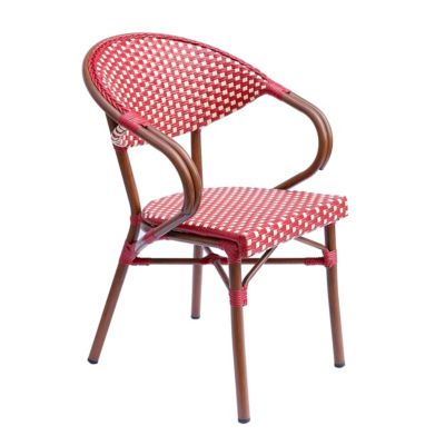 Fauteuil de terrasse bistrot parisien en aluminium rouge  Oviala