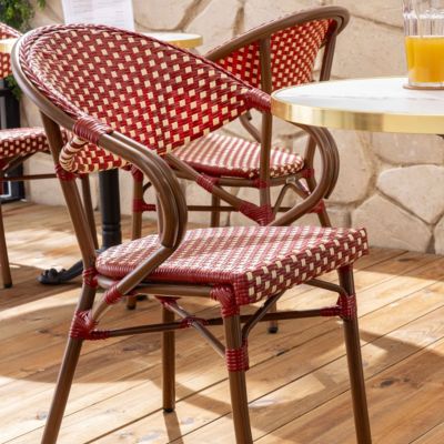 Fauteuil de terrasse bistrot parisien en aluminium rouge  Oviala