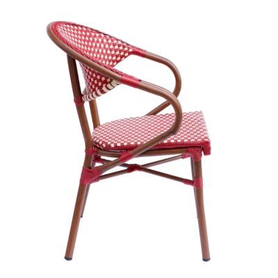 Fauteuil de terrasse bistrot parisien en aluminium rouge  Oviala