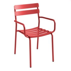 Fauteuil de terrasse en aluminium rouge foncé  Oviala