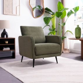Fauteuil design EMMA velours côtelé vert sauge