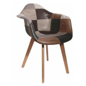 Fauteuil en bois et polyuréthane Patchwork