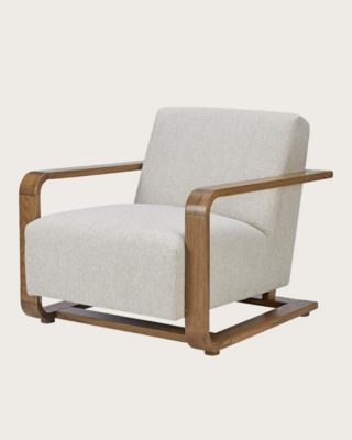 Fauteuil en bois massif chêne et en lin - Uniqka