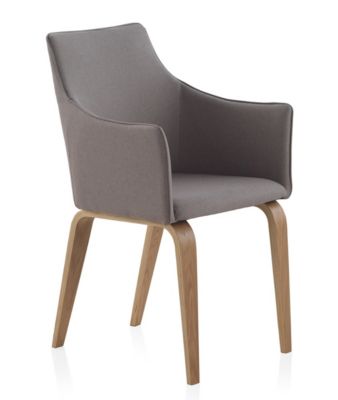 Fauteuil en bois tapissé en tissu gris