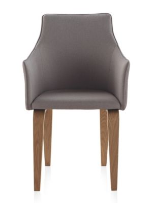 Fauteuil en bois tapissé en tissu gris