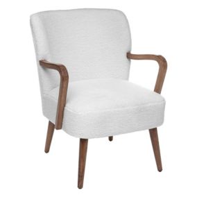 Fauteuil en bouclette avec accoudoirs (62.5x71x79 cm - Blanc)