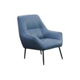 Fauteuil en cuir bleu STABIA - Vente-unique