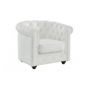 Fauteuil en cuir de buffle blanc CHESTERFIELD