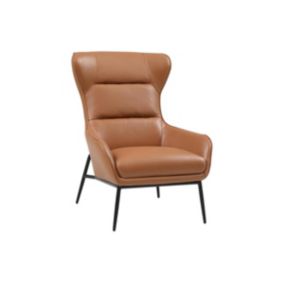 Fauteuil en cuir de buffle camel DINNIA