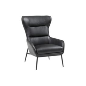 Fauteuil en cuir de buffle noir DINNIA