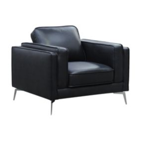 Fauteuil en cuir noir LECCO - Vente-unique