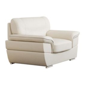 Fauteuil en cuir THIBAULT - Ivoire