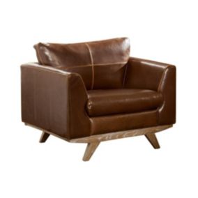 Fauteuil en cuir vieilli ALEGAN - Marron