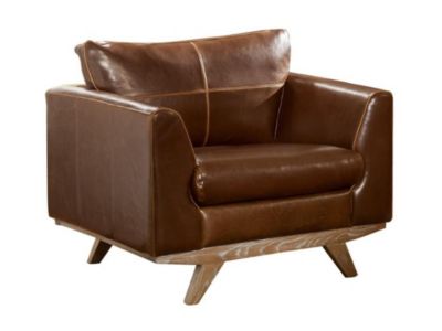 Fauteuil en cuir vieilli ALEGAN - Marron