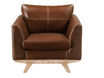 Fauteuil en cuir vieilli ALEGAN - Marron