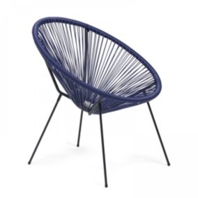 Fauteuil en résine tressée bleu  Oviala