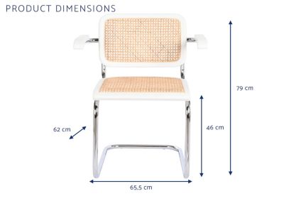 Fauteuil en rotin d'orme 65,5 x 62 x 79 cm blanc