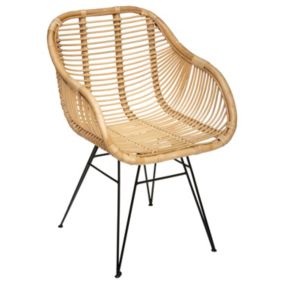 Fauteuil en rotin et acier Atmosphera Koeta beige