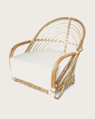 Fauteuil en rotin tressé et coussin Blanc - Uniqka