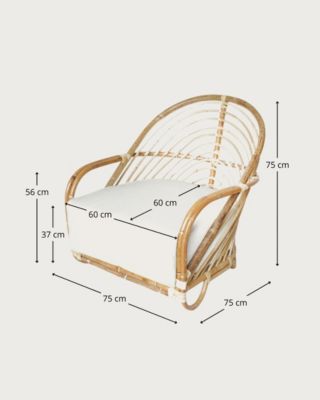 Fauteuil en rotin tressé et coussin Blanc - Uniqka