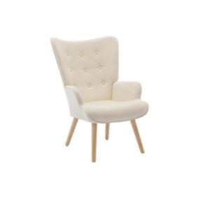 Fauteuil en tissu beige VATELY