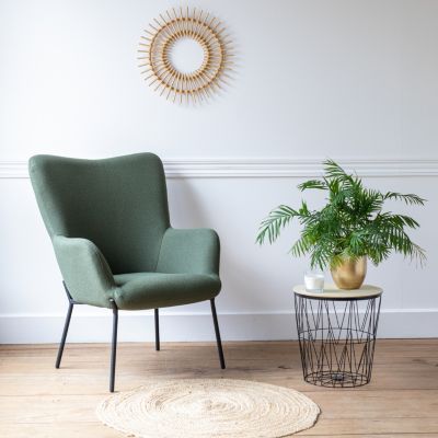 Fauteuil en tissu boucle vert kaki EIRA - HAPPY GARDEN