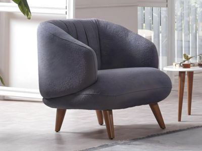 Fauteuil en tissu bouclette anthracite JANINA de Pascal Morabito