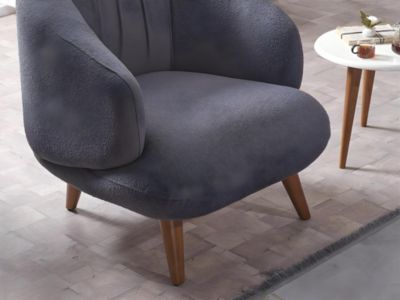 Fauteuil en tissu bouclette anthracite JANINA de Pascal Morabito