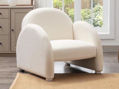 Fauteuil en tissu bouclette blanc COLEBRI