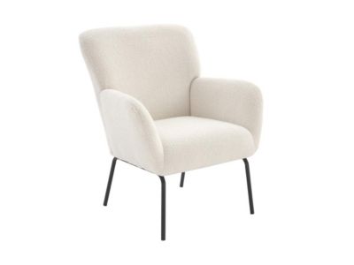 Fauteuil en tissu bouclette blanc SILETO