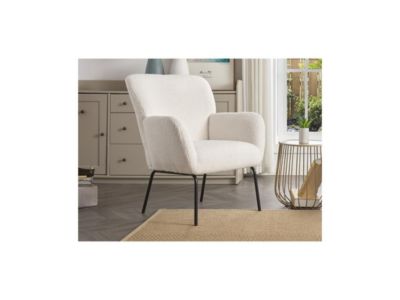 Fauteuil en tissu bouclette blanc SILETO