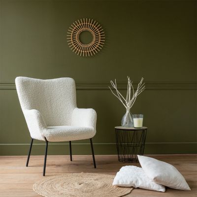 Fauteuil en tissu bouclette écru EIRA - HAPPY GARDEN