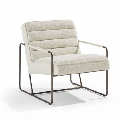 Fauteuil en tissu bouclette ivoire Oviala