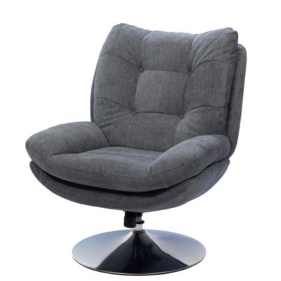 Fauteuil en tissu gris foncé avec piètement chromé Magnum