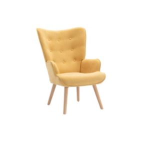 Fauteuil en tissu jaune moutarde VATELY