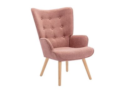 Fauteuil en tissu rose VATELY - Vente-unique