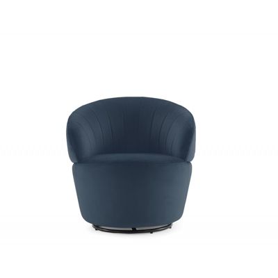 Fauteuil en tissu velours bleu pivotant - COROLLA