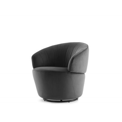 Fauteuil en tissu velours gris pivotant - COROLLA