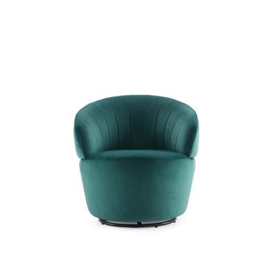 Fauteuil en tissu velours vert pivotant - COROLLA