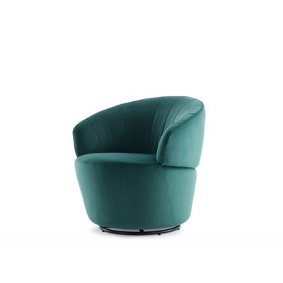 Fauteuil en tissu velours vert pivotant - COROLLA