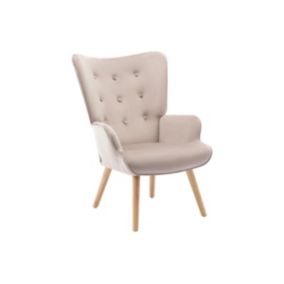 Fauteuil en velours beige VATELY