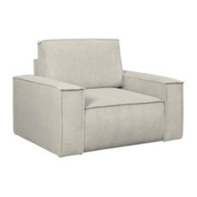 Fauteuil en velours côtelé beige AMELIA