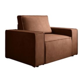 Fauteuil en velours côtelé terracotta foncé AMELIA