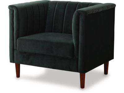 Fauteuil en velours "Ellison"  97 x 76 x 82 cm  1 place  Vert foncé