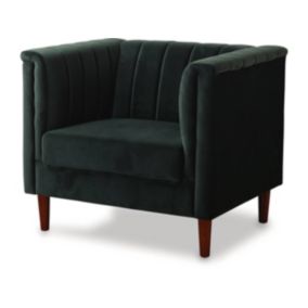 Fauteuil en velours "Ellison"  97 x 76 x 82 cm  1 place  Vert foncé