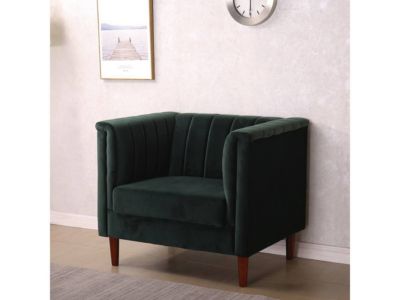 Fauteuil en velours "Ellison"  97 x 76 x 82 cm  1 place  Vert foncé