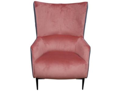 Fauteuil en velours rose et structure anthracite MENDOCINO