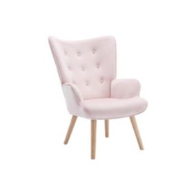 Fauteuil en velours rose VATELY