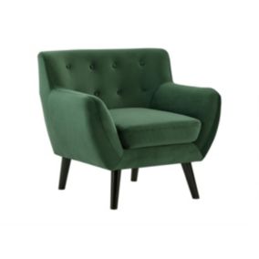 Fauteuil en velours vert sapin SERTI II