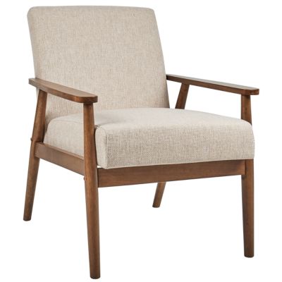 Fauteuil ESRUM Tissu Marron foncé/beige